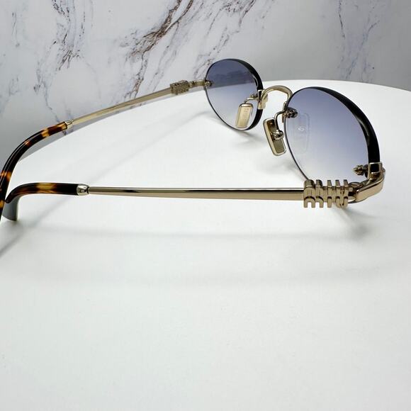 New MIU MIU Sunglasses Oval MU A54S Pale Gold Rimless Gradient Metal ZVN80O main image 10